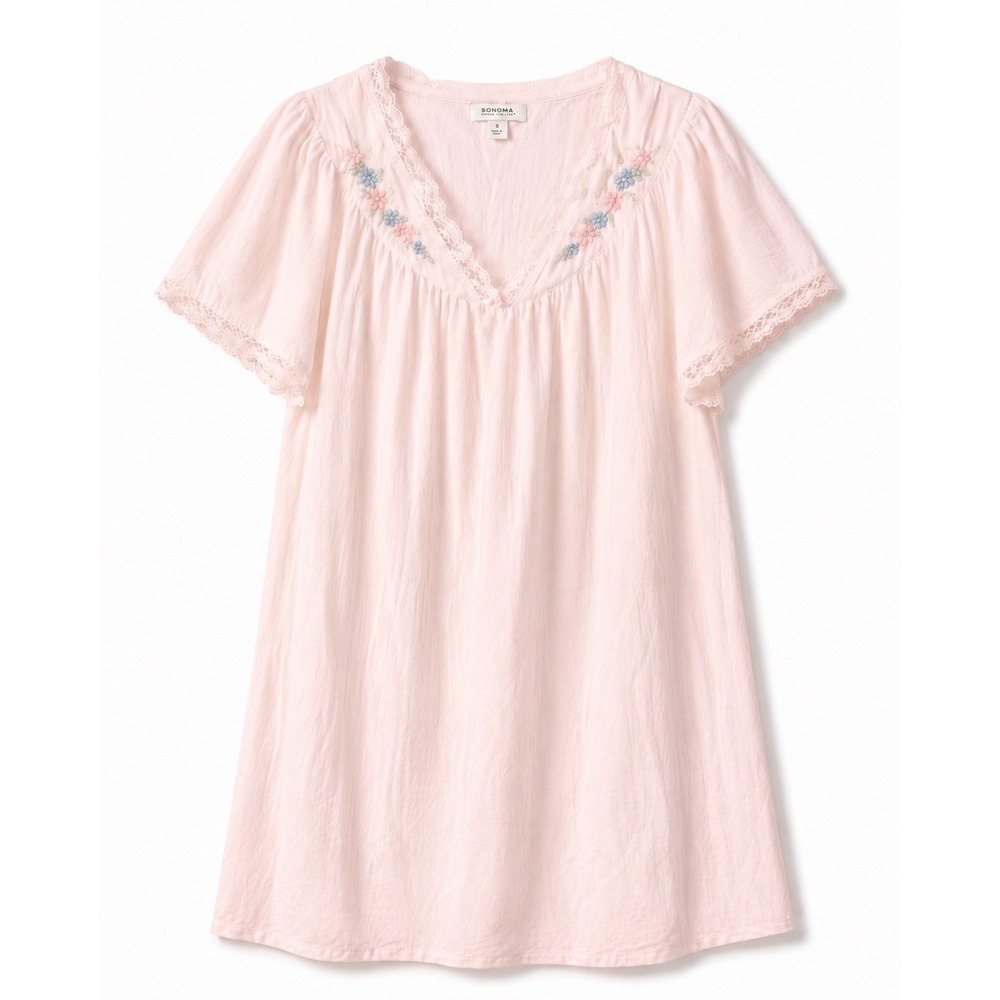 Quiet Moments Nightgown Womens 2X Pink Vintage Floral Lace Trim Cotton Blend USA